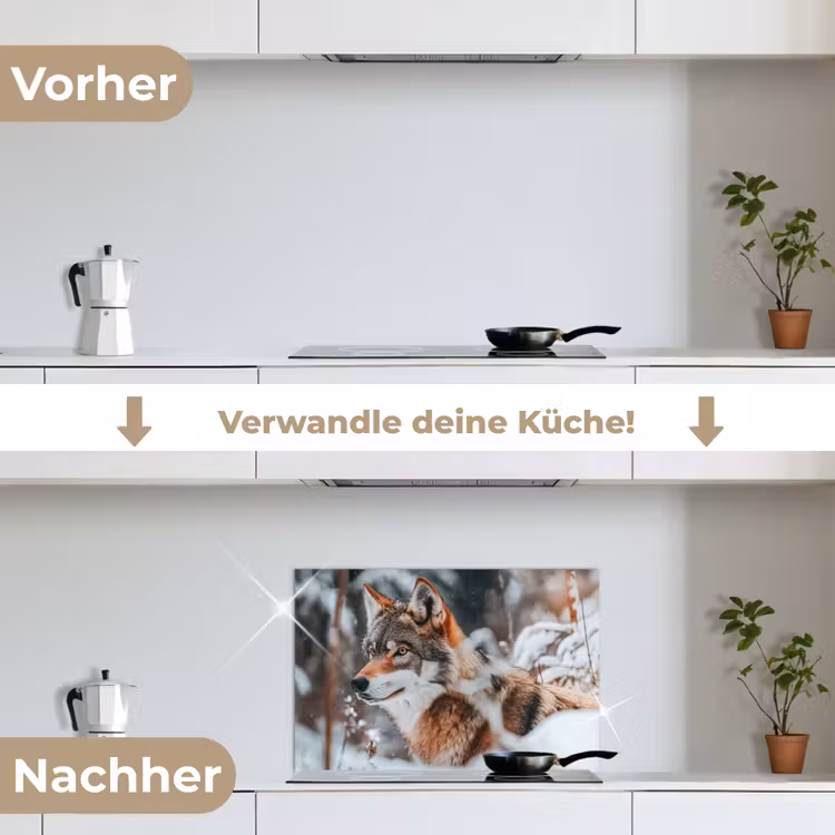 Spritzschutz Küche - Wolf - Schnee - Winter - Tiere - Natur - Schnee — 7