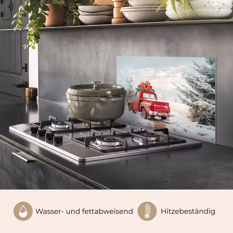 Spritzschutz Küche - Auto - Rot - Geschenke - Winter - Schnee - Weihnachten — 3