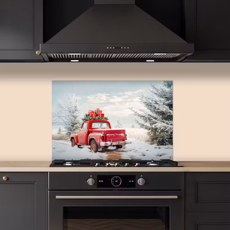 Spritzschutz Küche - Auto - Rot - Geschenke - Winter - Schnee - Weihnachten — 6