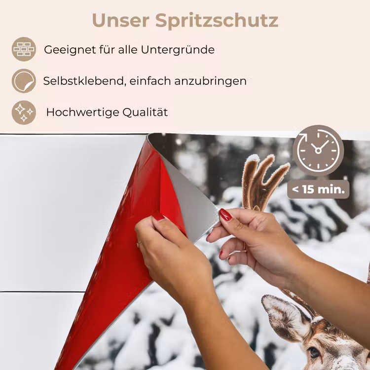 Spritzschutz Küche - Hirsche - Schnee - Winter - Wald - Tiere — 5