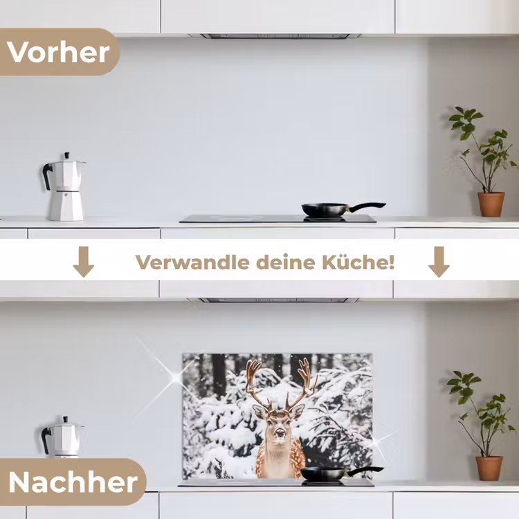 Spritzschutz Küche - Hirsche - Schnee - Winter - Wald - Tiere — 7
