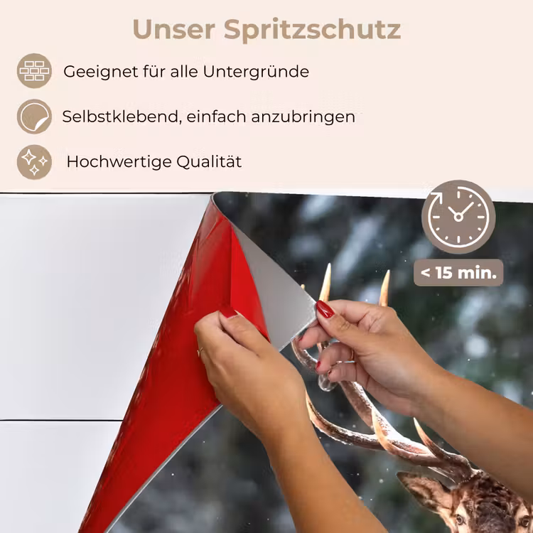 Spritzschutz Küche - Rotwild - Winter - Schnee - Wald - Natur - Tier — 5