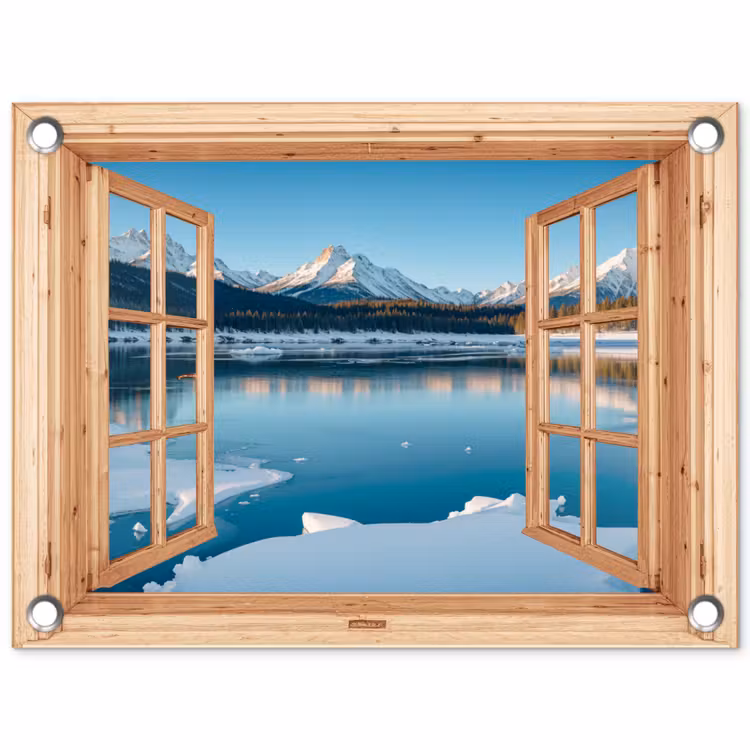 Gartenposter - Ansichten - Landschaft - Winter - See - Berg - Aussicht — 1