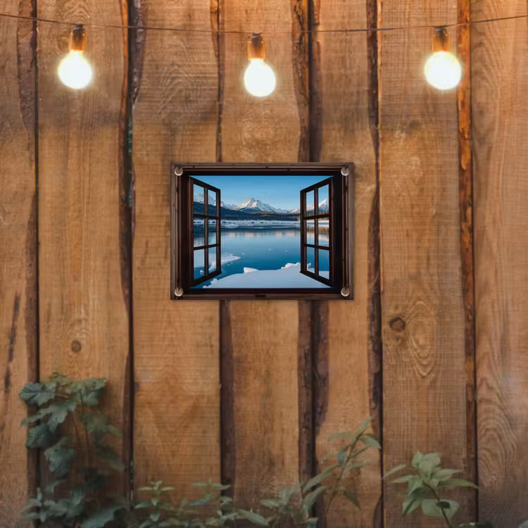 Gartenposter - Durchblick - Winterlandschaft - See - Berge - Ausblicke — 2