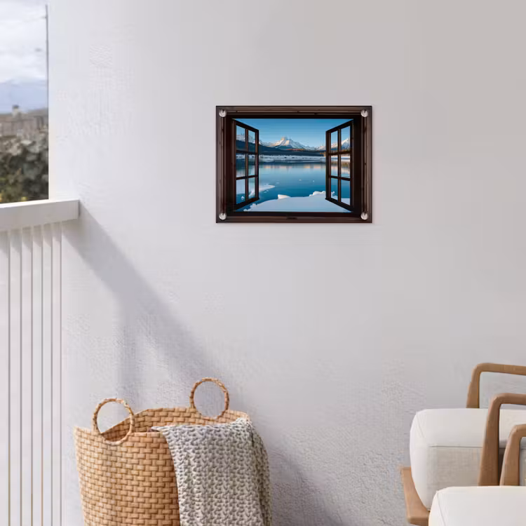 Gartenposter - Durchblick - Winterlandschaft - See - Berge - Ausblicke — 5