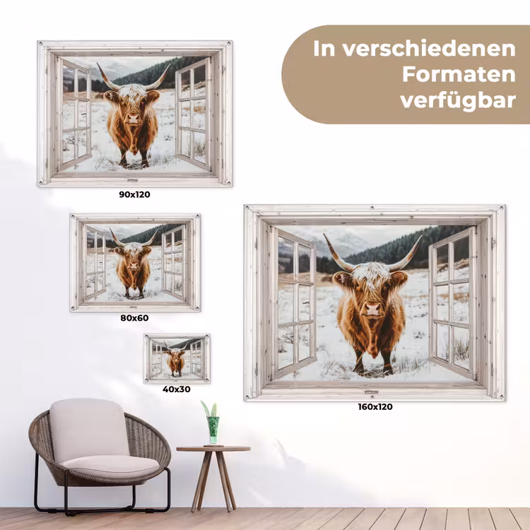 Gartenposter - Schottische Highlander - Winterlandschaft - Ländlich - Berge - Ausblick — 6