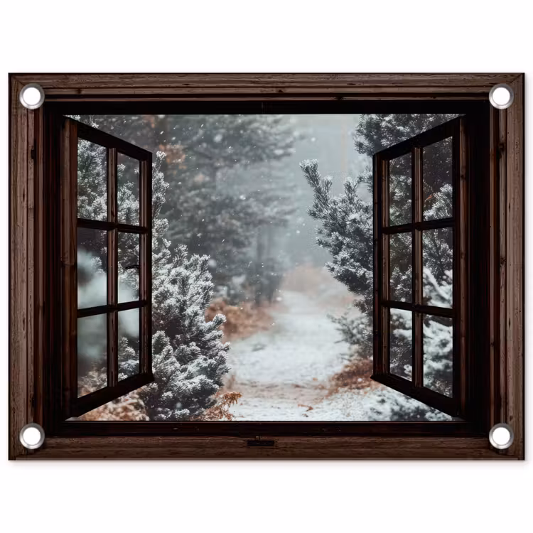 Gartenposter - Wald - Winter - Bäume - Natur - Weg - Aussicht — 1