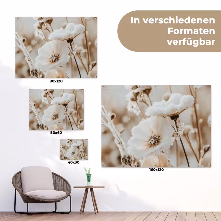 Gartenposter - Blumen - Winter - Weiß - Schnee - Beige — 6