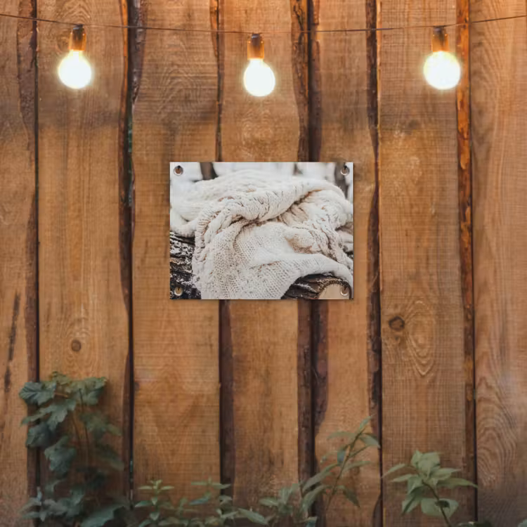 Gartenposter - Decke - Weiß - Baumstumpf - Winter - Schnee — 2