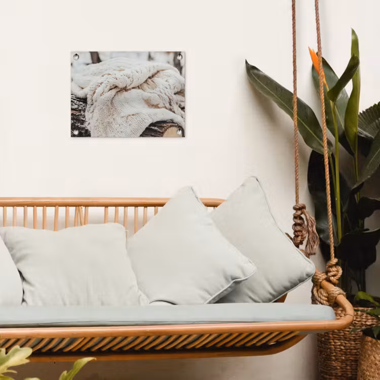 Gartenposter - Decke - Weiß - Baumstumpf - Winter - Schnee — 4
