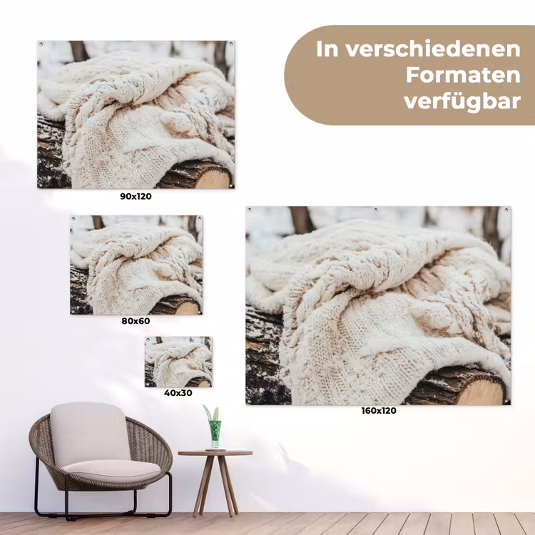 Gartenposter - Decke - Weiß - Baumstumpf - Winter - Schnee — 6