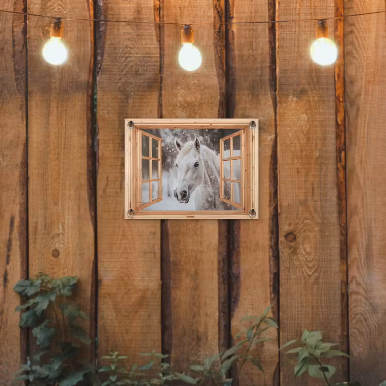 Gartenposter - Durchsichtig - Pferd - Weiß - Winter - Tiere — 2
