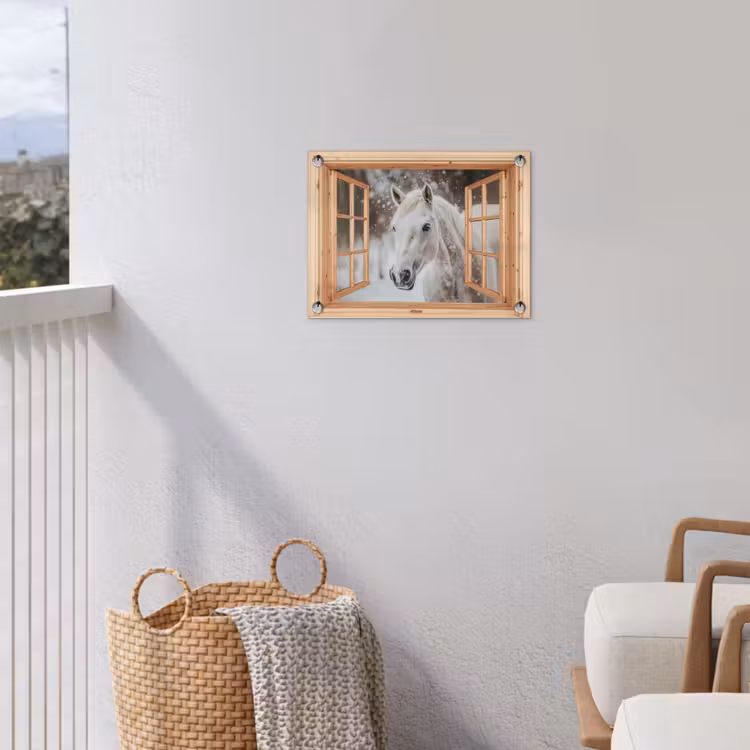 Gartenposter - Durchsichtig - Pferd - Weiß - Winter - Tiere — 5