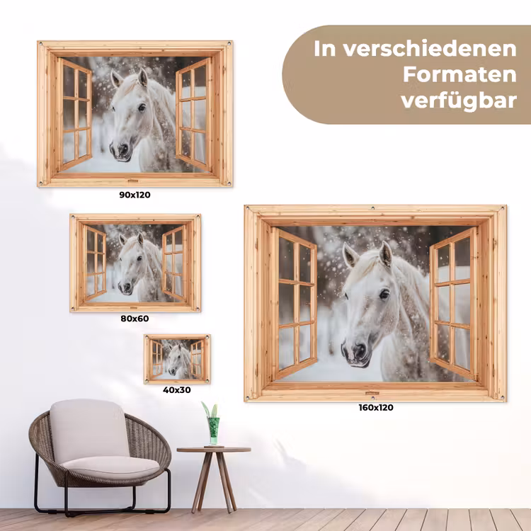 Gartenposter - Durchsichtig - Pferd - Weiß - Winter - Tiere — 6