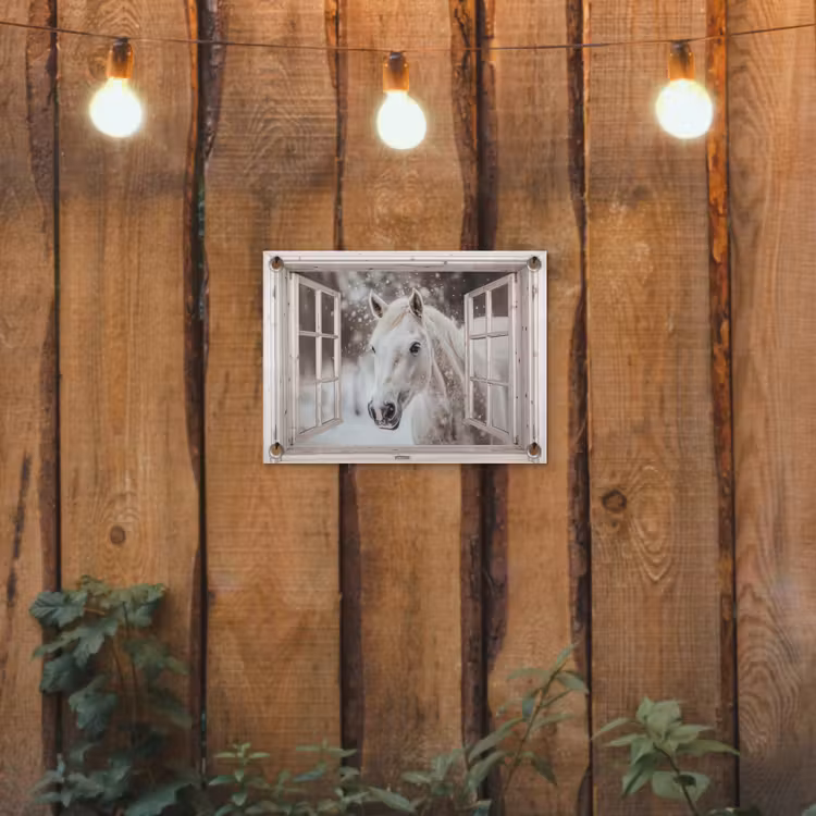 Gartenposter - Pferd - Weiß - Winter - Schnee - Durchsichtig - Tiere — 2