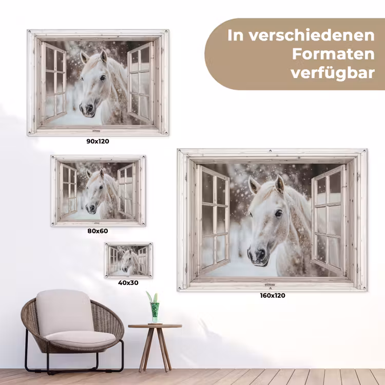Gartenposter - Pferd - Weiß - Winter - Schnee - Durchsichtig - Tiere — 6