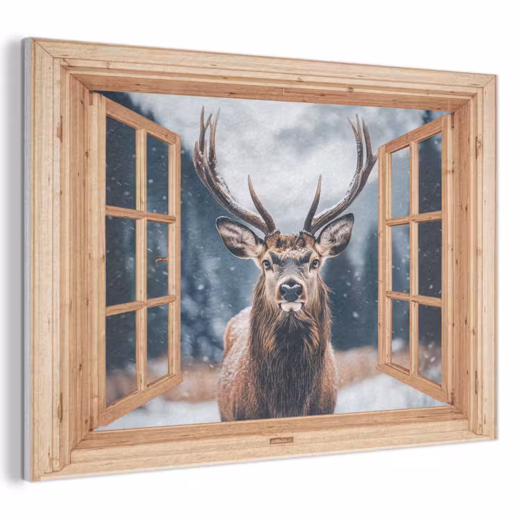 Akustikbild - Durchblick - Hirsche - Tiere - Winterlandschaft - Schnee — 1
