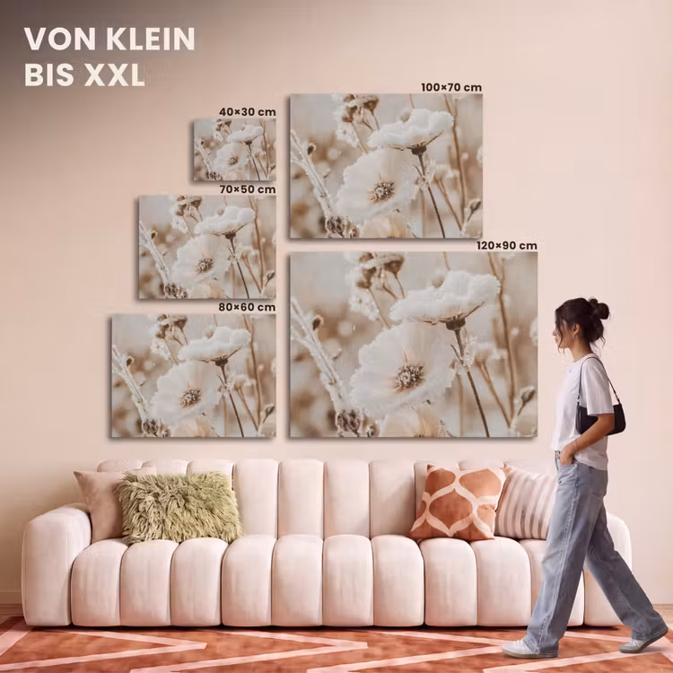 Akustikbild - Blumen - Winter - Weiß - Schnee - Beige — 7
