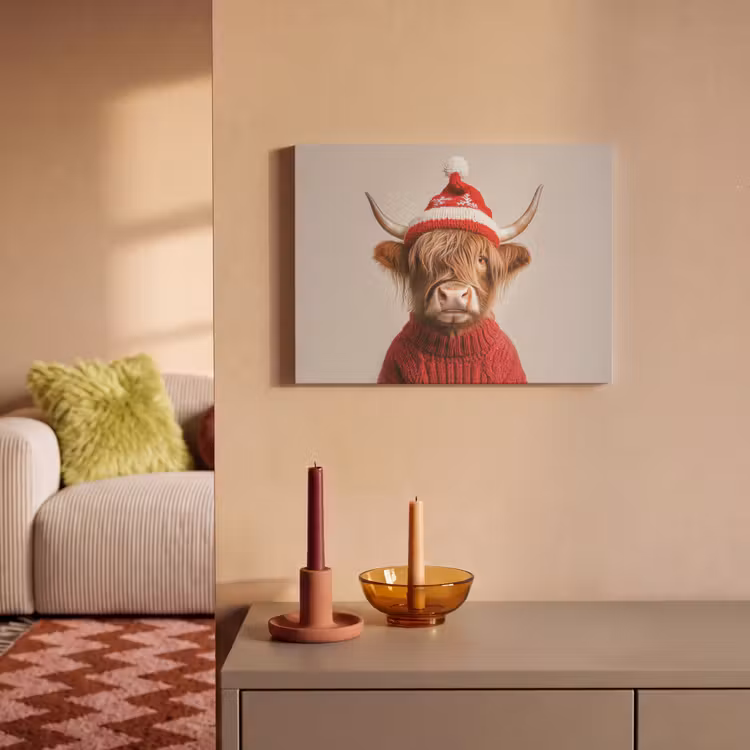 Akustikbild - Schottischer Highlander - Weihnachten - Mütze - Pullover - Winter — 2