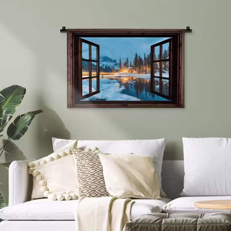 Wandteppich - Durchblick - Winter - Landschaft - Natur - Haus - Berge — 4