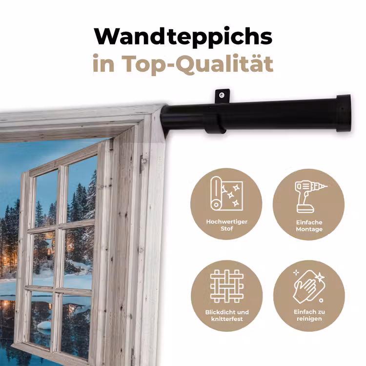 Wandteppich - Durchblick - Winterlandschaft - Natur - Haus - Berge — 7