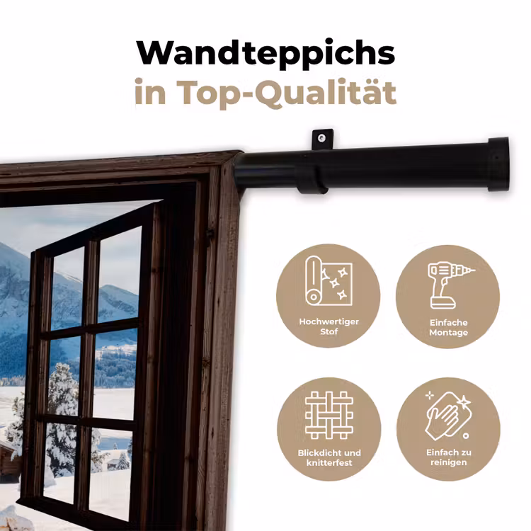 Wandteppich - Aussicht - Winter - Landschaft - Hütte - Berge — 7