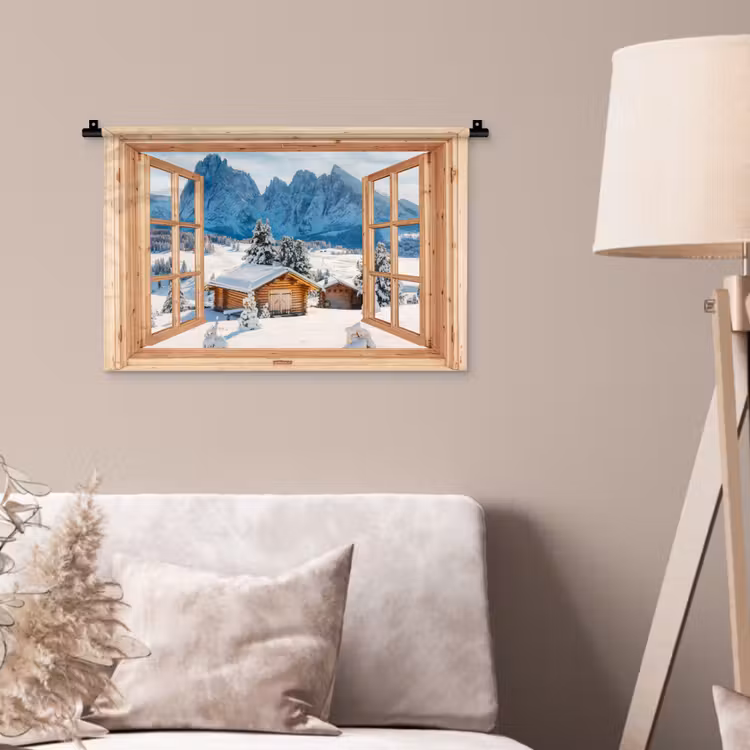 Wandteppich - Durchblick - Winterlandschaft - Hütte - Berge - Aussicht — 2
