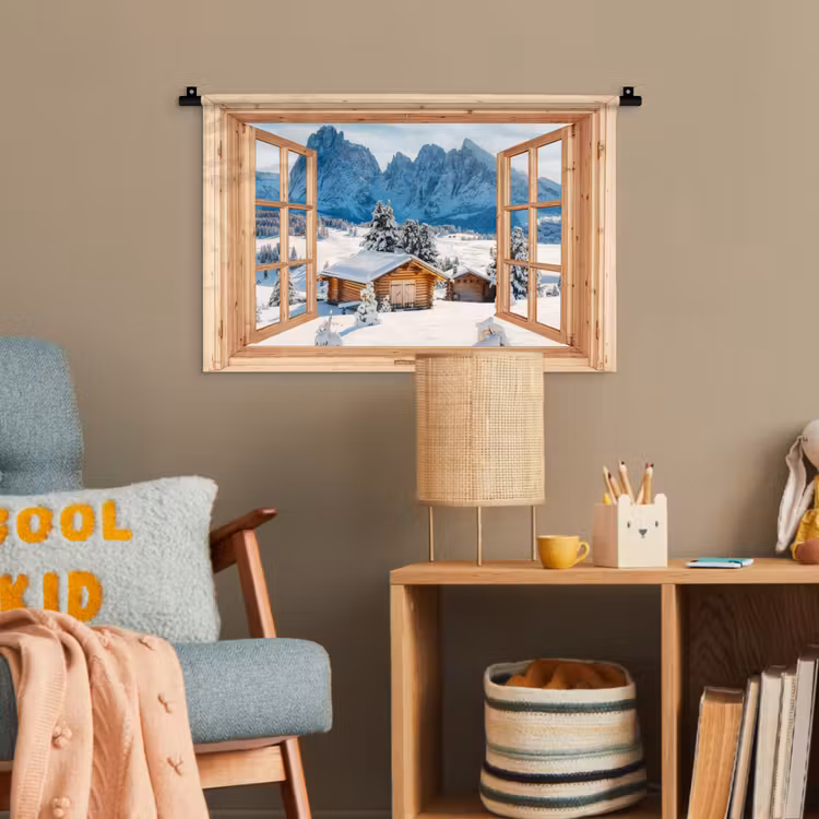 Wandteppich - Durchblick - Winterlandschaft - Hütte - Berge - Aussicht — 5