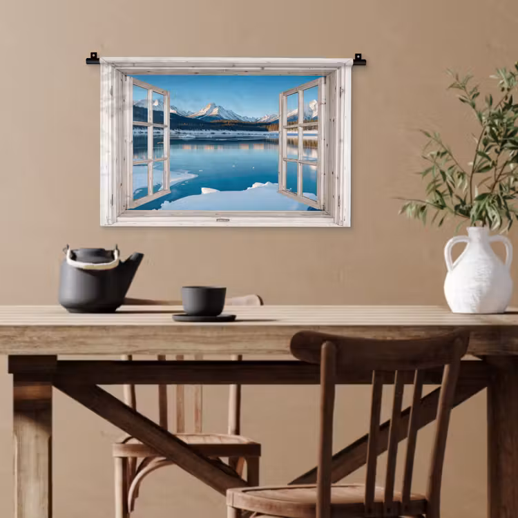 Wandteppich - Landschaft - Winter - See - Berg - Aussicht - Licht — 3