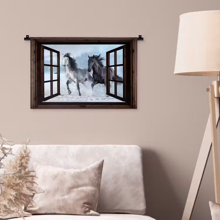Wandteppich - Pferde - Winter - Tiere - Natur - Durchblicken — 2