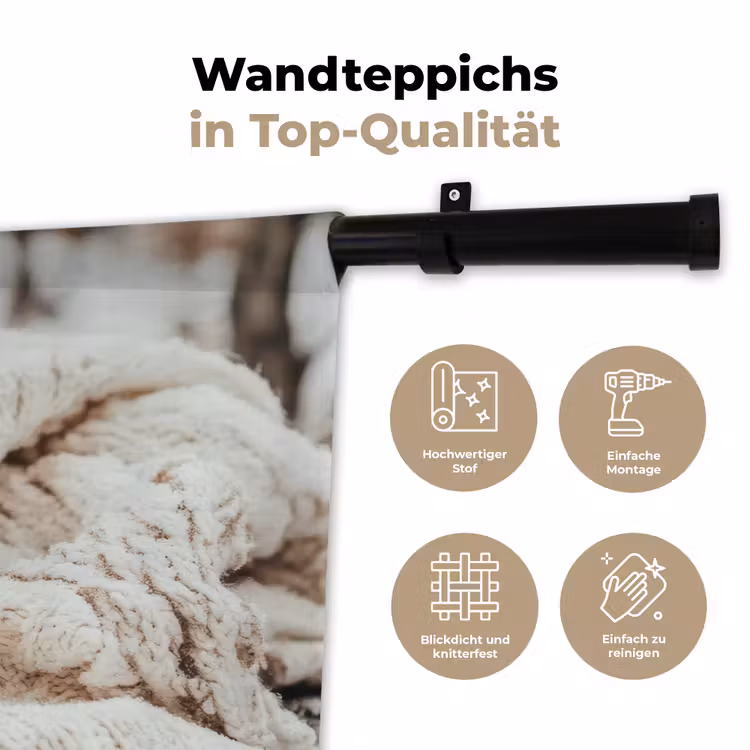 Wandteppich - Decke - Weiß - Baumstumpf - Winter - Schnee — 7