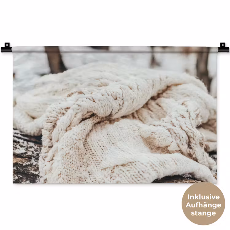 Wandteppich - Decke - Weiß - Baumstumpf - Winter - Schnee — 9