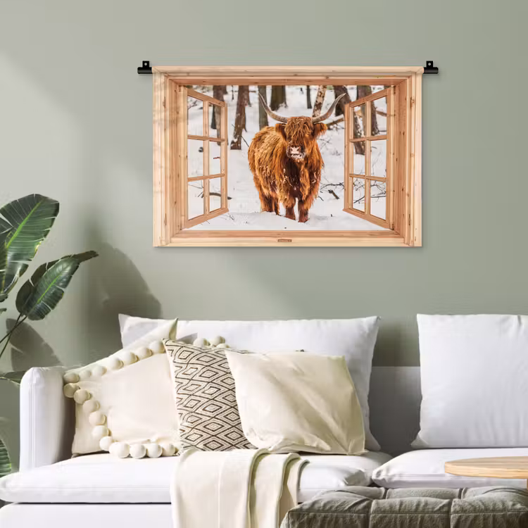 Wandteppich - Schottische Highlander - Winter - Landschaft - Natur - Tiere - Ansichten — 4