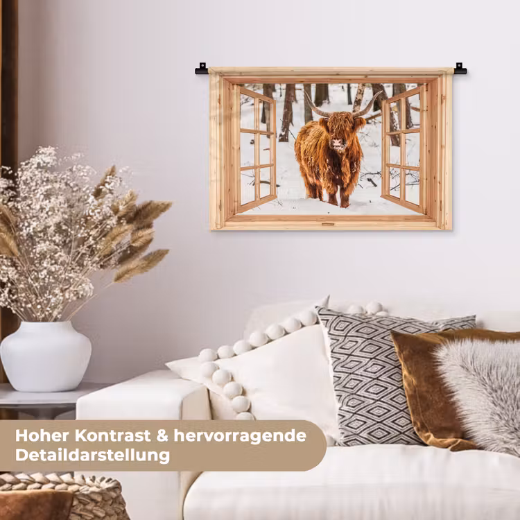 Wandteppich - Schottische Highlander - Winter - Landschaft - Natur - Tiere - Ansichten — 6
