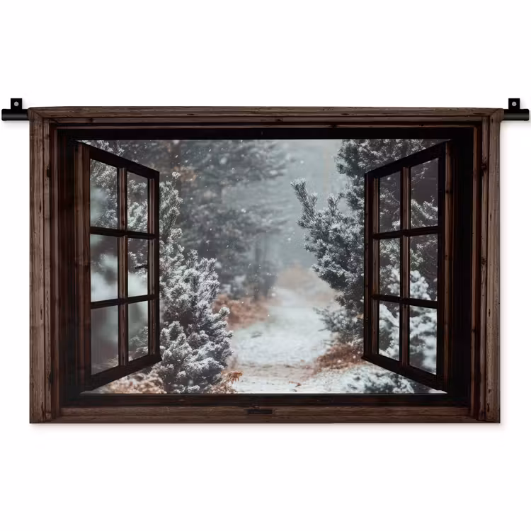 Wandteppich - Wald - Winter - Bäume - Natur - Weg - Aussicht — 1