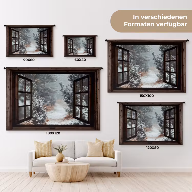 Wandteppich - Wald - Winter - Bäume - Natur - Weg - Aussicht — 8