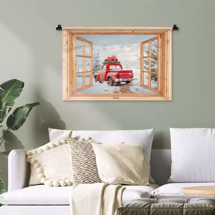 Wandteppich - Durchsichtig - Auto - Weihnachten - Geschenke - Winter - Landschaft — 4