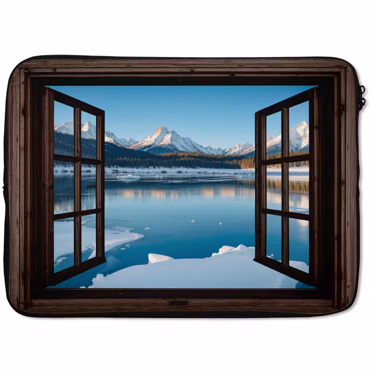 Laptop hülle - Durchblick - Winterlandschaft - See - Berge - Ausblicke — 1