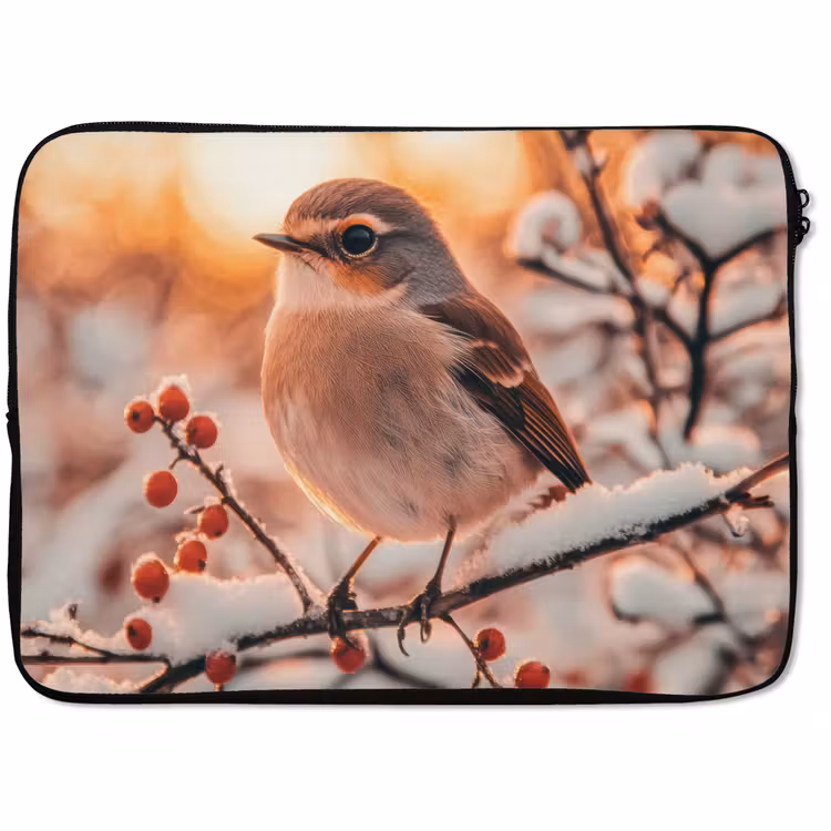 Laptop hülle - Vogel - Zweig - Winter - Tiere - Schnee — 1