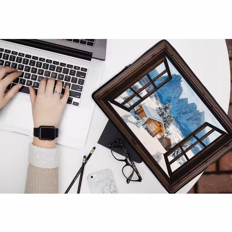 Laptop hülle - Aussicht - Winter - Landschaft - Hütte - Berge — 3