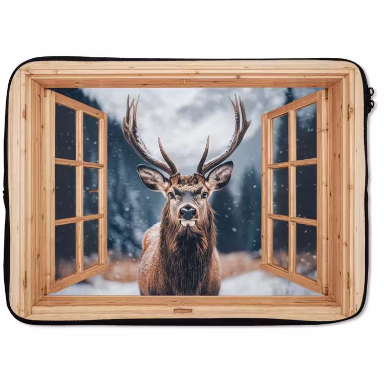 Laptop hülle - Durchblick - Hirsche - Tiere - Winterlandschaft - Schnee — 1
