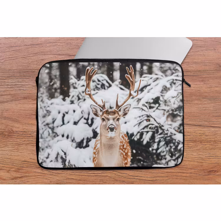 Laptop hülle - Hirsche - Schnee - Winter - Wald - Tiere — 2