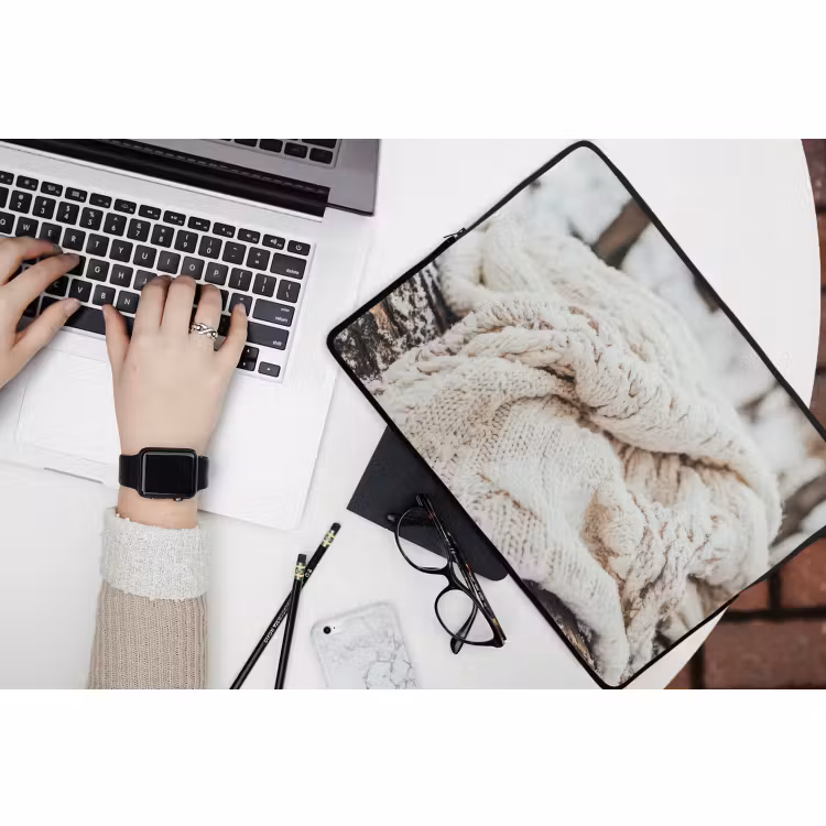 Laptop hülle - Decke - Weiß - Baumstumpf - Winter - Schnee — 3