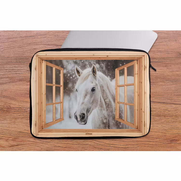 Laptop hülle - Durchsichtig - Pferd - Weiß - Winter - Tiere — 2