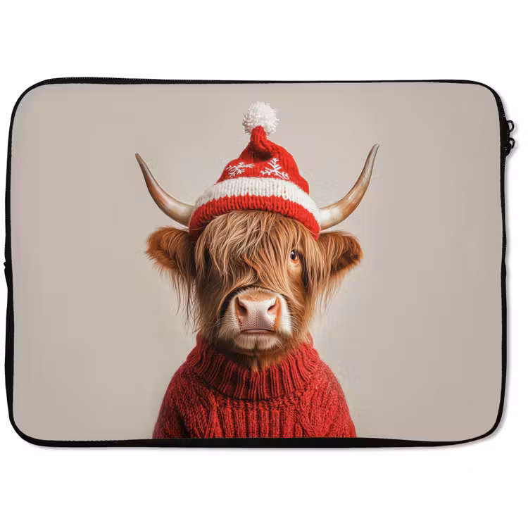 Laptop hülle - Schottischer Highlander - Weihnachten - Mütze - Pullover - Winter — 1
