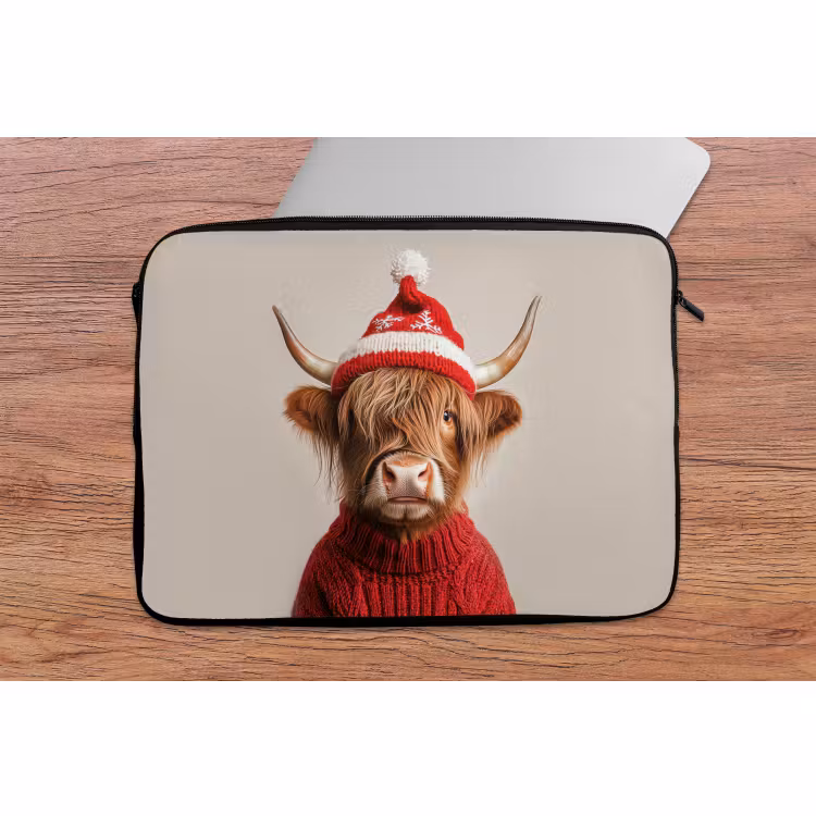 Laptop hülle - Schottischer Highlander - Weihnachten - Mütze - Pullover - Winter — 2