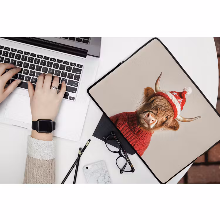 Laptop hülle - Schottischer Highlander - Weihnachten - Mütze - Pullover - Winter — 3