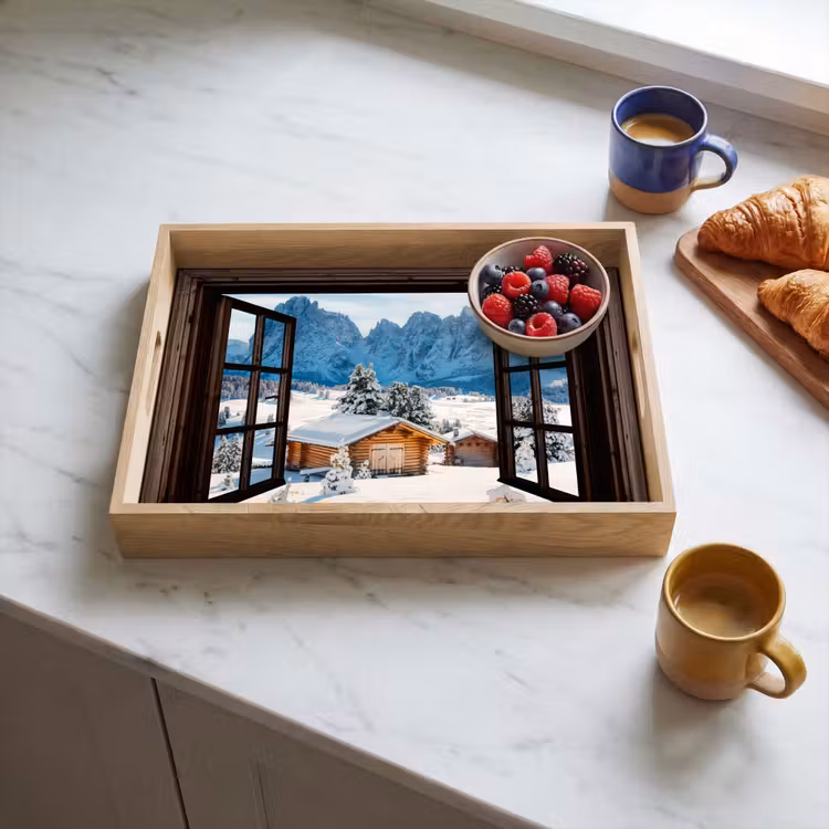 Tablett - Aussicht - Winter - Landschaft - Hütte - Berge — 4