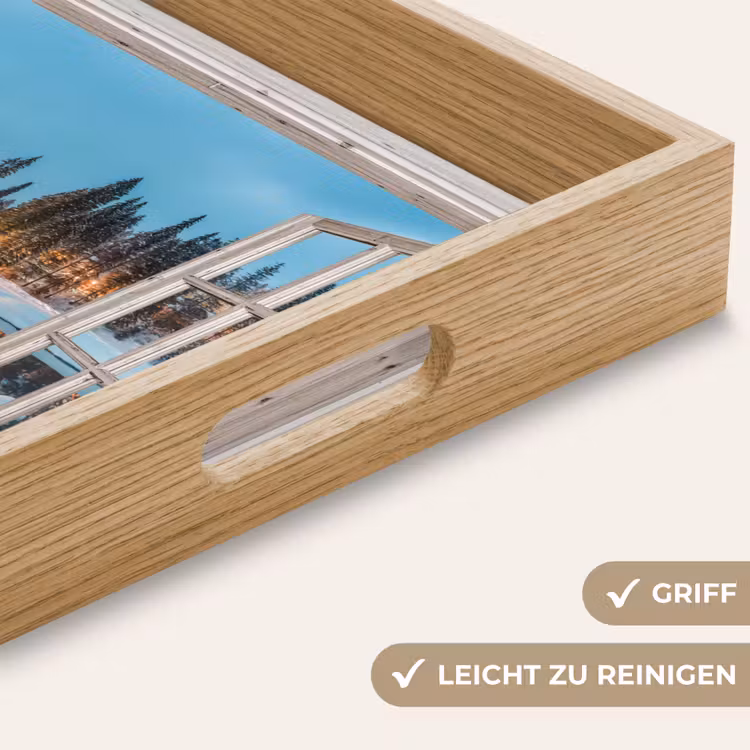 Tablett - Durchblick - Winterlandschaft - Natur - Haus - Berge — 5