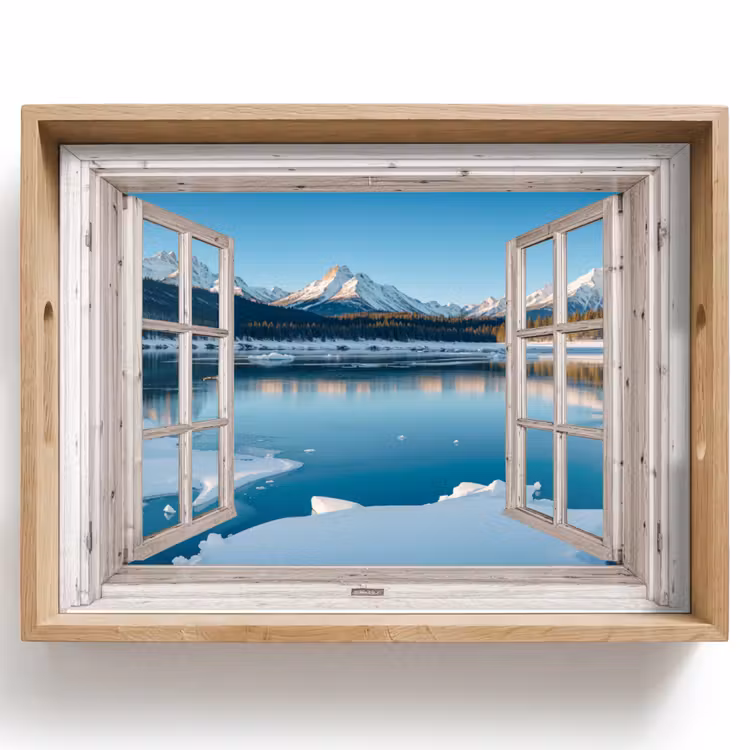 Tablett - Landschaft - Winter - See - Berg - Aussicht - Licht — 1